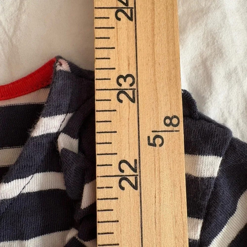 Boden Womens Size 4 Long Sleeve Top Navy Blue White Striped Ruffle Preppy - Picture 5 of 7